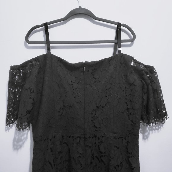 City Chic Black Lace Off The Shoulder Dress Size 18 - Picture 6 of 7